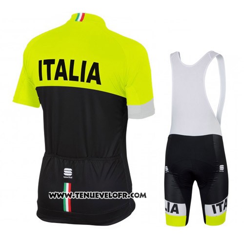 2016 Maillot Ciclismo Italie Noir et Jaune Manches Courtes et Cuissard
